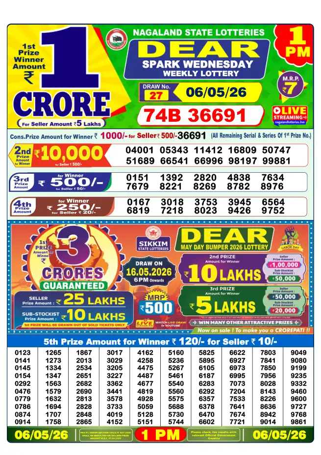 Dhankesari Result for 06-05-2026 1:00 PM Morning Draw - Winning Numbers