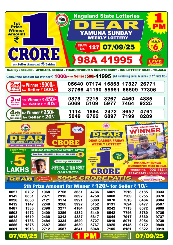 Dhankesari Result for 07-09-2025 1:00 Morning Draw - Winning Numbers