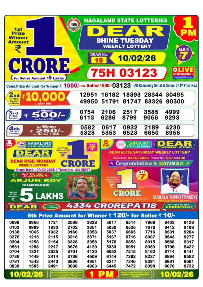 Dhankesari Result for 11-02-2026 1:00 PM Morning Draw - Winning Numbers