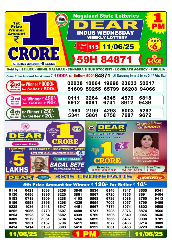 Dhankesari Result for 11-06-2025 1:00 Morning Draw - Winning Numbers