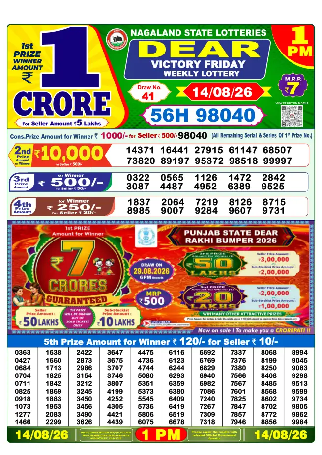 Dhankesari Result for 14-08-2026 1:00 PM Morning Draw - Winning Numbers
