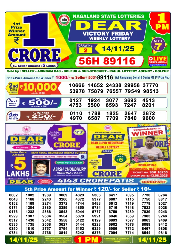 Dhankesari Result for 14-11-2025 1:00 Morning Draw - Winning Numbers