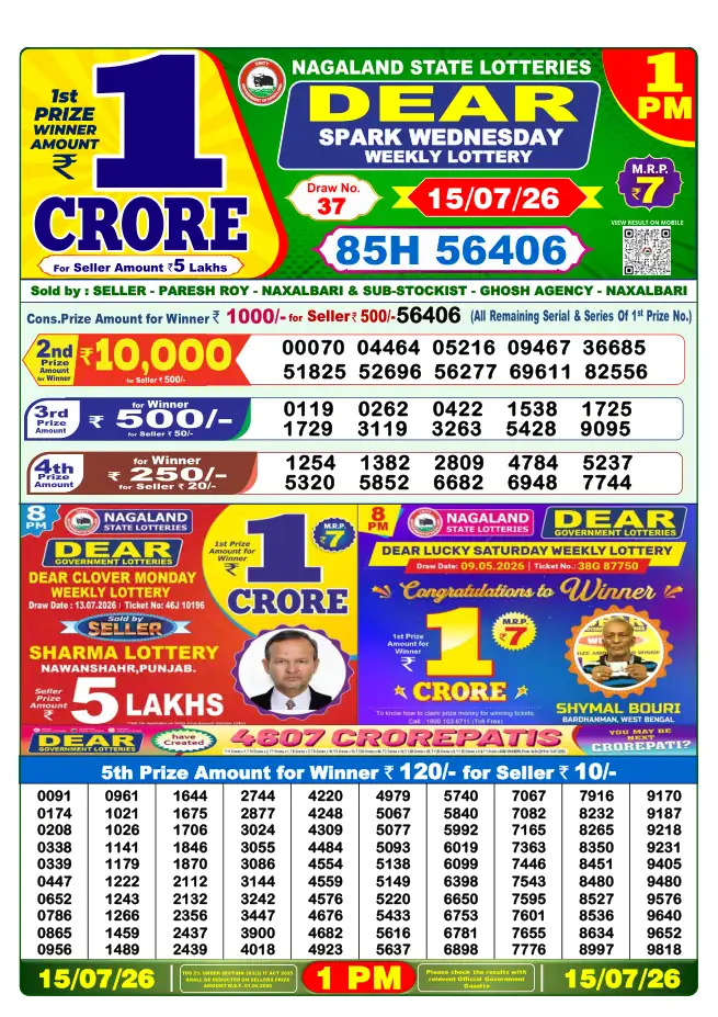 Dhankesari Result for 16-07-2026 1:00 PM Morning Draw - Winning Numbers