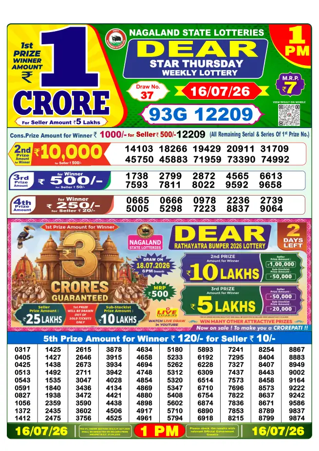 Dhankesari Result for 17-07-2026 1:00 PM Morning Draw - Winning Numbers