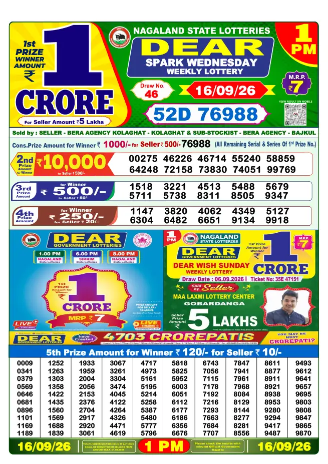 Dhankesari Result for 16-09-2026 1:00 PM Morning Draw - Winning Numbers