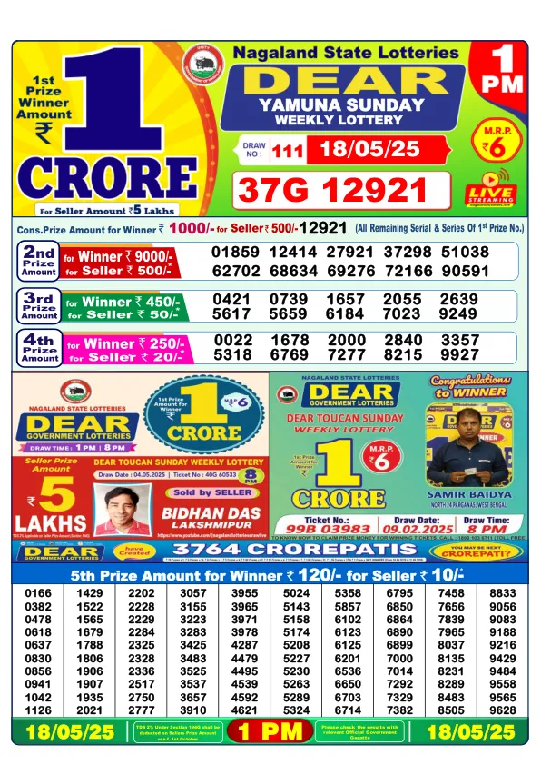 Dhankesari Result for 18-05-2025 1:00 Morning Draw - Winning Numbers