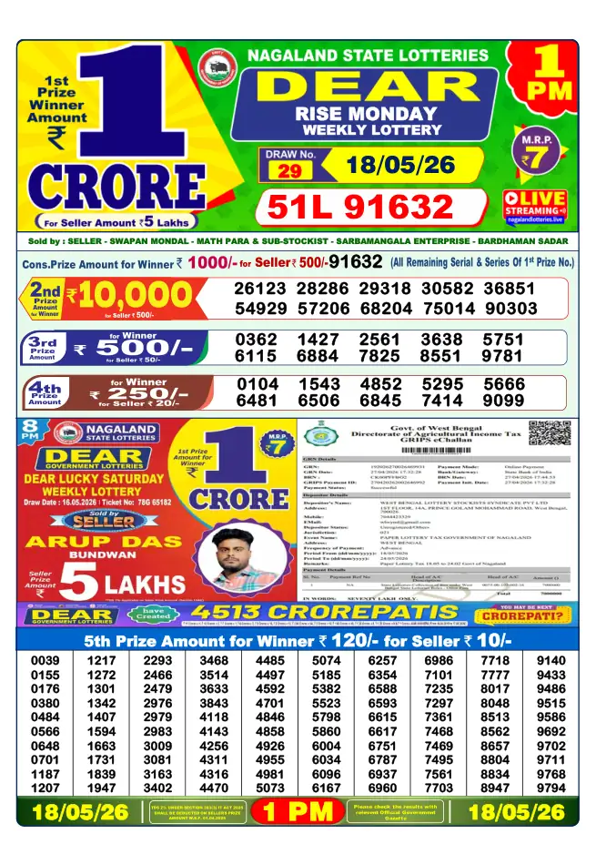 Dhankesari Result for 19-05-2026 1:00 PM Morning Draw - Winning Numbers