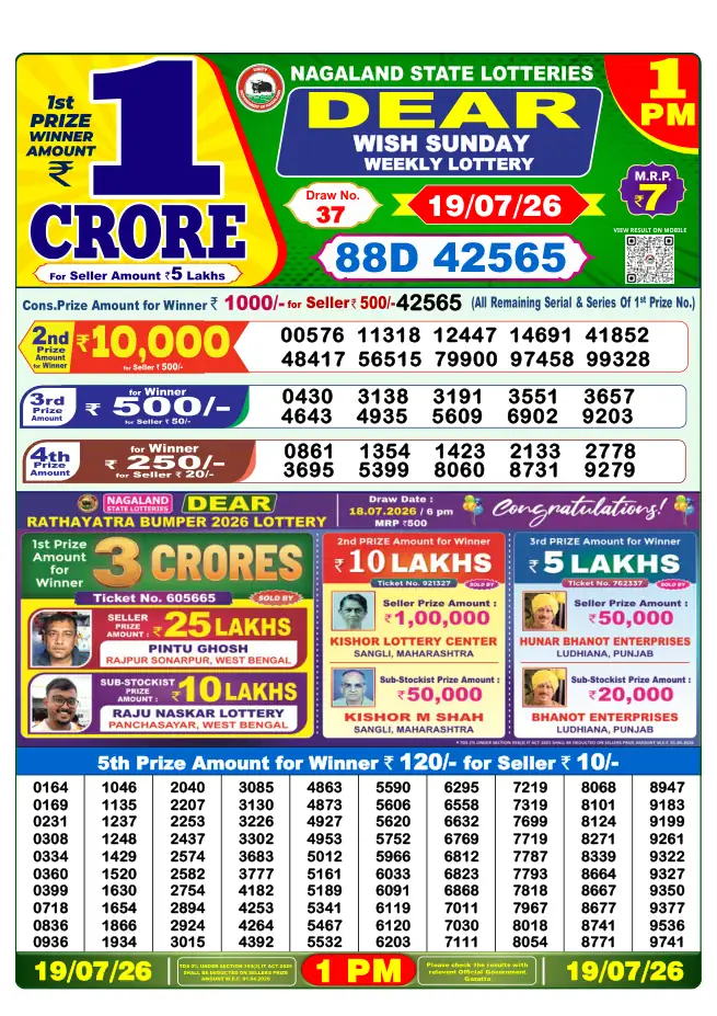 Dhankesari Result for 20-07-2026 1:00 PM Morning Draw - Winning Numbers