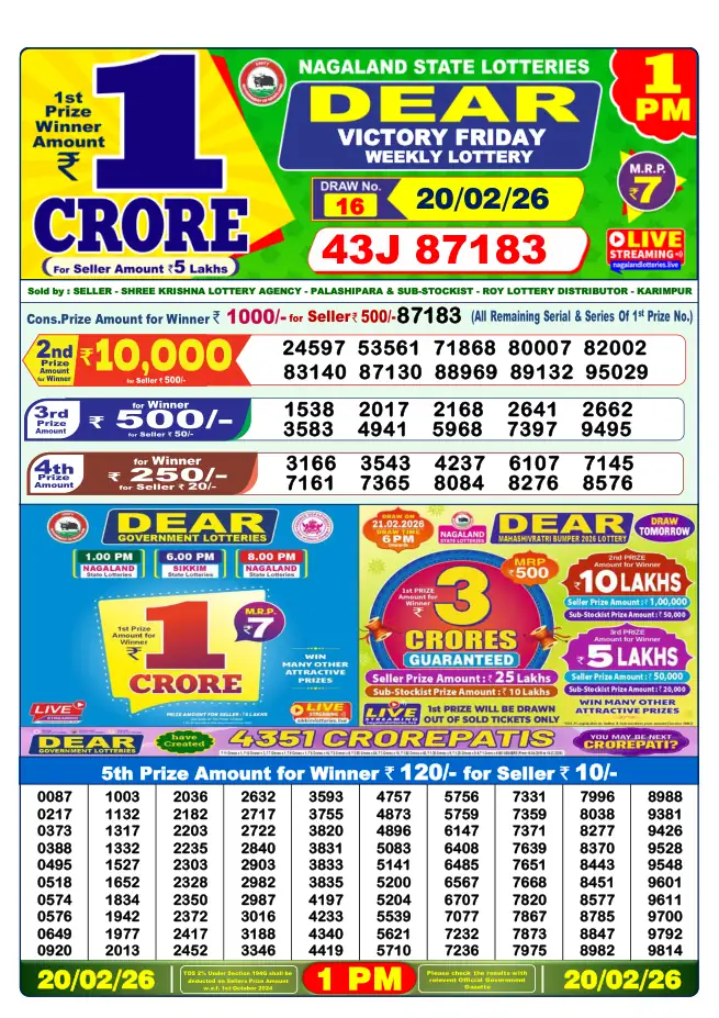 Dhankesari Result for 21-02-2026 1:00 PM Morning Draw - Winning Numbers