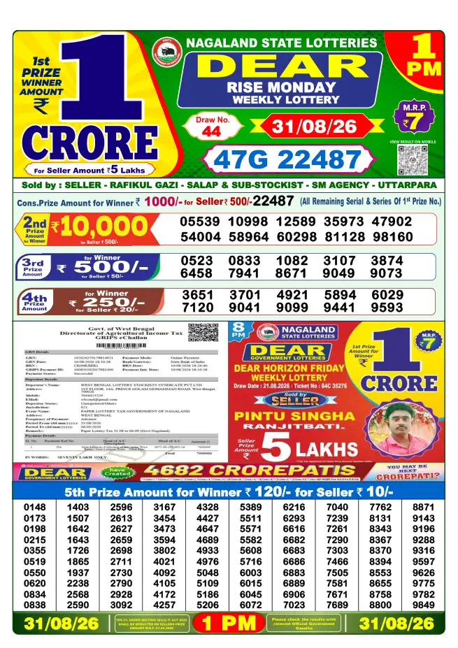 Dhankesari Result for 01-09-2026 1:00 PM Morning Draw - Winning Numbers