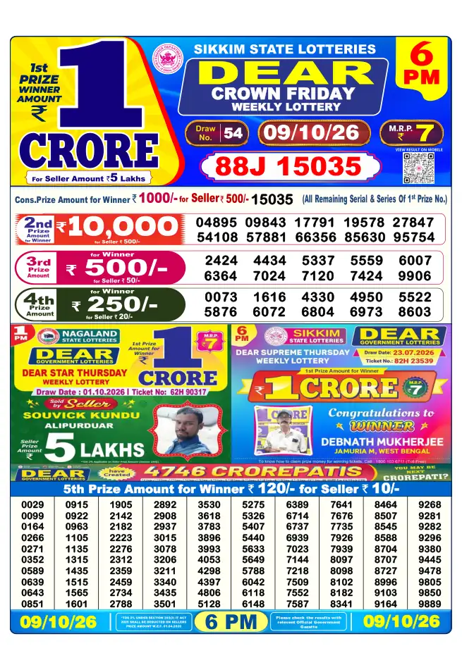 Dhankesari Result for 10-10-2026 6:00 PM Evening Draw - Winning Numbers
