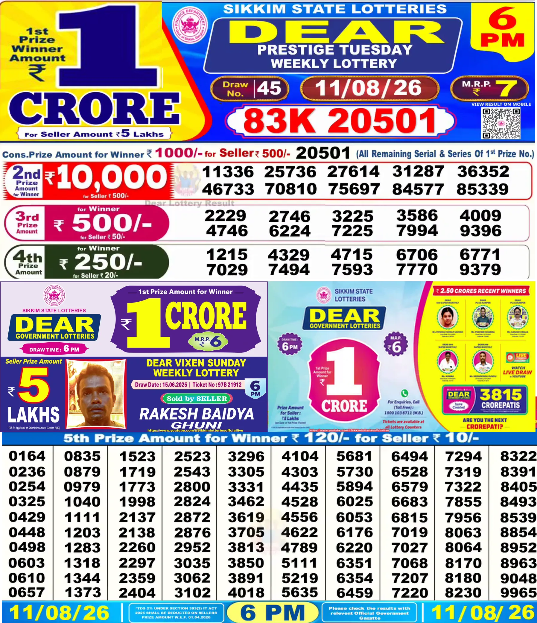 Dhankesari Result for 11-08-2026 6:00 PM Evening Draw - Winning Numbers