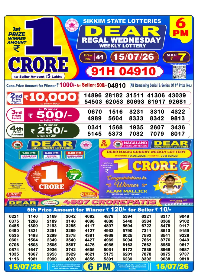 Dhankesari Result for 16-07-2026 6:00 PM Evening Draw - Winning Numbers