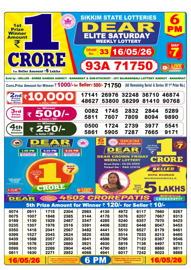 Dhankesari Result for 17-05-2026 6:00 PM Evening Draw - Winning Numbers