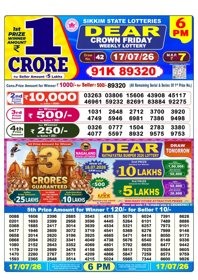 Dhankesari Result for 18-07-2026 6:00 PM Evening Draw - Winning Numbers