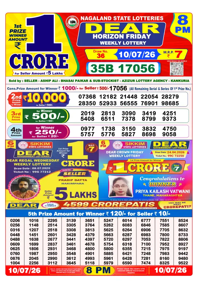 Dhankesari Result for 10-07-2026 8:00 PM Night Draw - Winning Numbers