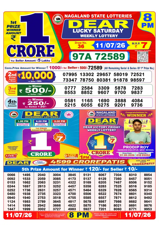 Dhankesari Result for 11-07-2026 8:00 PM Night Draw - Winning Numbers