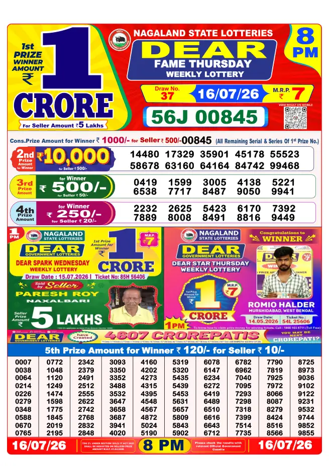 Dhankesari Result for 17-07-2026 8:00 PM Night Draw - Winning Numbers