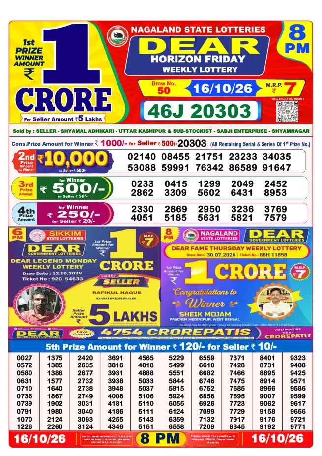 Dhankesari Result for 17-10-2026 8:00 PM Night Draw - Winning Numbers