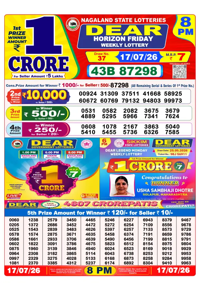Dhankesari Result for 18-07-2026 8:00 PM Night Draw - Winning Numbers