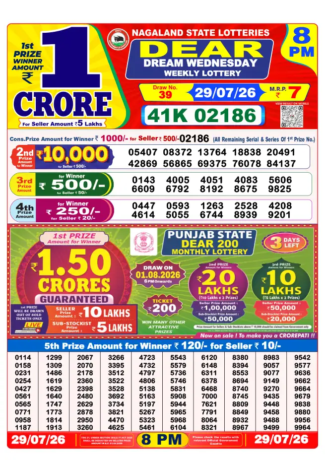 Dhankesari Result for 30-07-2026 8:00 PM Night Draw - Winning Numbers