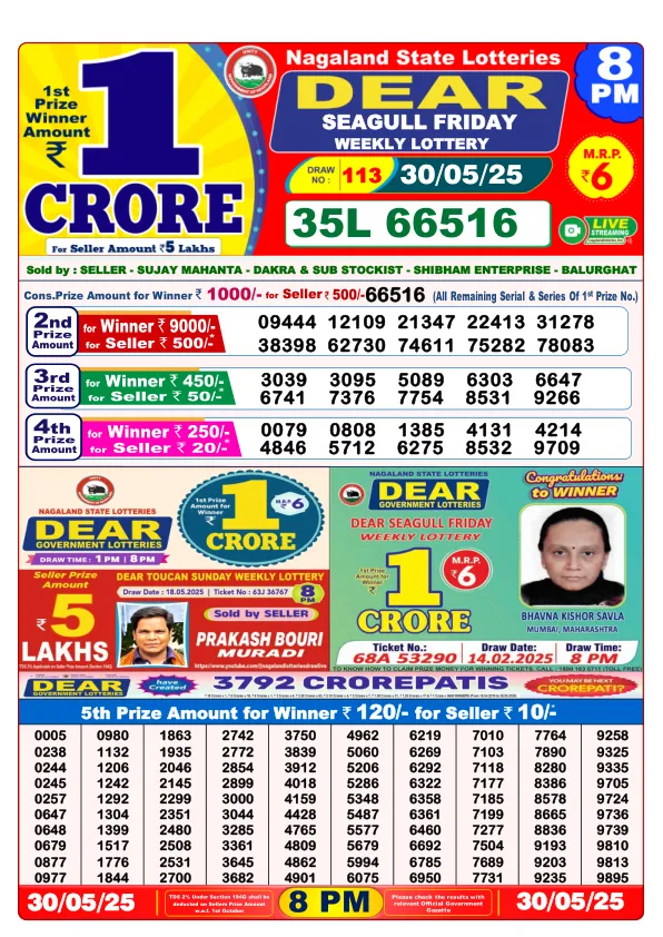 Dhankesari Result for 30-05-2025 8:00 Night Draw - Winning Numbers