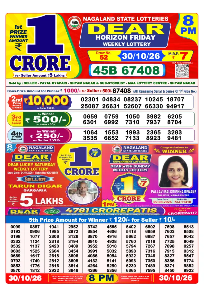 Dhankesari Result for 31-10-2026 8:00 PM Night Draw - Winning Numbers
